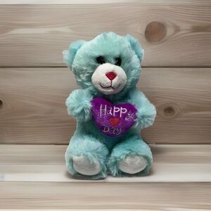 Dan Dee Teddy Bear Plush Blue Purple Happy Heart Day Valentine 7” Stuffed Animal